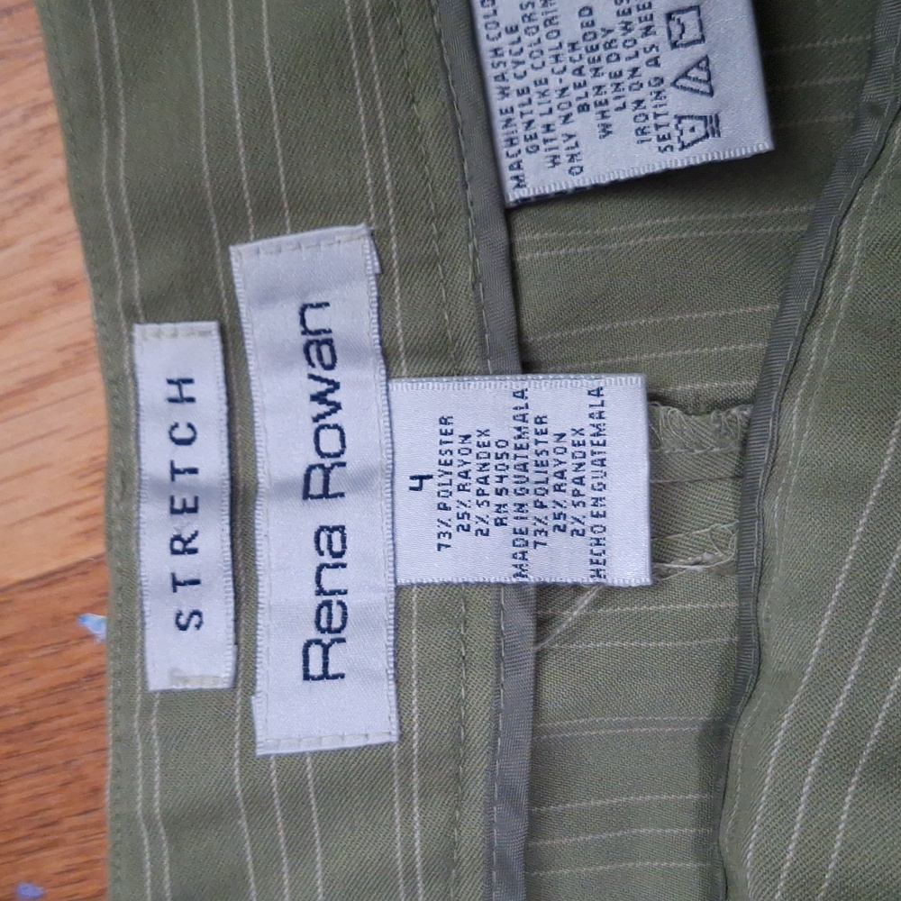Size 4 Rena Rowan Green Slacks - Picture 3 of 3